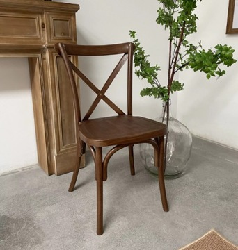 Krzesło rustykalne kuchenne loftowe Boho PP – ciemny buk
