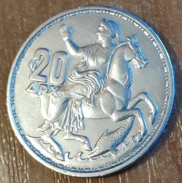 20 drachm, Grecja 1960 r, srebro.