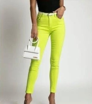 Spodnie jeansowe damskie limonka (XS)
