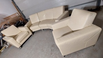Piękny kpl KLER sofa, 2 fotele,skóra nat.transport