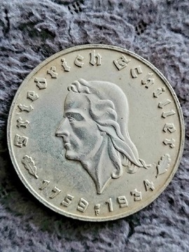 5 Reich Mark Friedrich Schiller 1759-1934