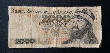 Stary banknot Polska 2000 zł 1982 rok PRL 