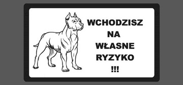 Tabliczka uwaga zły pies dog argentyński