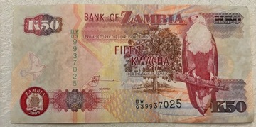 banknot, Zambia, fifty kwacha, K50