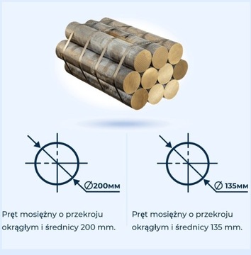 Pręt mosiężny fi 135 mm (sprzedaż hurtowa ) 