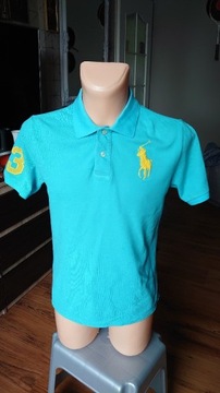 Polo Ralph Lauren L 14-16 turkus koszulka logo 