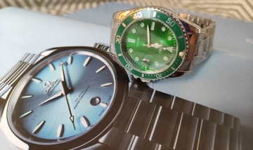 NOWY zegarek luksusowy biznesowy zielona tarcza