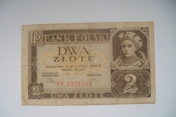 POLSKA Banknot 2 zł. 1936 r. seria BR