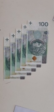 Seria 3 banknotów 100 zł seria AA