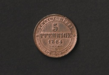 5 fenigów 1864 B - Saksonia