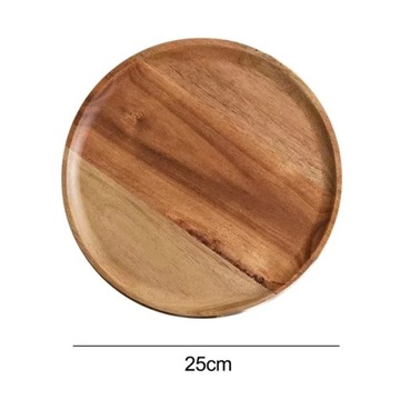Drewniany talerz akacjowy o średnicy 25cm