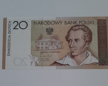 Banknot 20 ZŁ JULIUSZ SŁOWACKI 2009