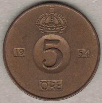 Szwecja 5 ore 1954 27 mm nr. 1