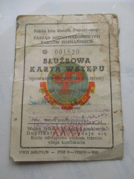 Karta wstępu na MTP czerwiec 1966 r Posnaniana