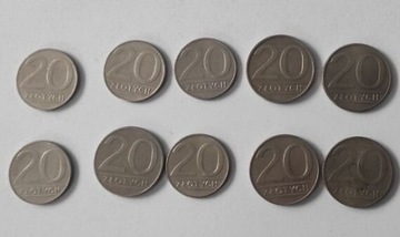 Monety PRL 20 złotych, 10 sztuk 