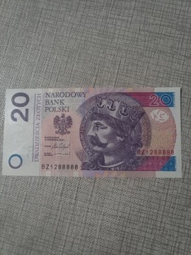 Banknot 20zł rzadkie numery 