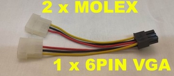 Adapter 2x Molex 1x 6PIN 2 szt w cenie 1