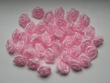 Różyczki różowe satynowe atłasowe 8mm 10szt- 2,2zł