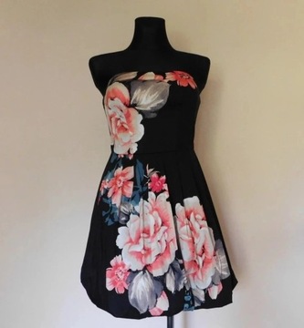 Oasis sukienka kwiaty czarna mini 36