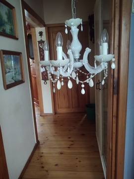 Lampa, żyrandol pięcioramienny w stylu Glamour