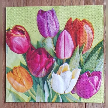 Serwetki do decoupage kwiaty tulipany 33x33-2szt.