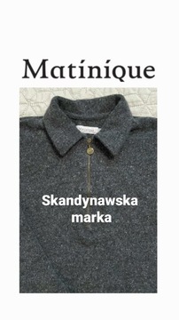 Matinique męski sweter wełniany L szary halfzip 