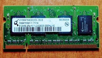 Pamięć RAM DDR2 Qimonda HYS64T64020HDL-3S-B 512MB