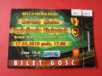 Bilet Korona Kielce Jagiellonia Puchar Polski 2010