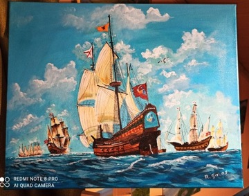 Obraz statek morze 50x40