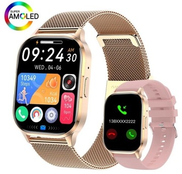 Smartwatch AMOLED 2024 GLUKOZA TELEFON SMS STRES FITNESS + DUŻO WIĘCEJ!