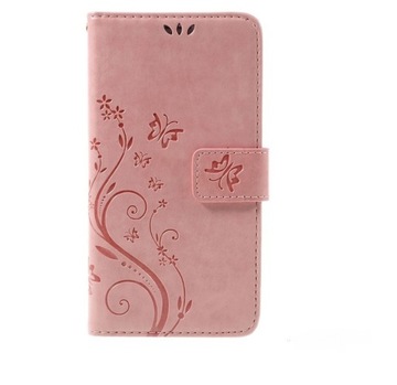 Apple Iphone 7 8 etui case kwiaty motyl skóra róż