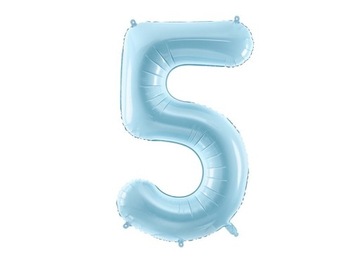 Balon foliowy cyfra "5" niebieski, pastelowy 86 cm