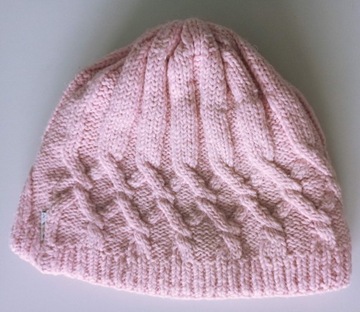 zimowa różowa czapka dwuwarstwowa na wiek 5-9 lat