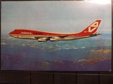 Pocztówka Avianca Colombia Boeing 747