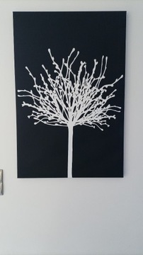 Obraz na płótnie 60x90 białe drzewo na czarnym tle