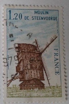 Znaczek pocztowy Wiatrak Dunkirk Francja 1979