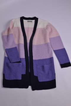 Sweterek wełniany rozpinany pasy kolory 134-152cm 