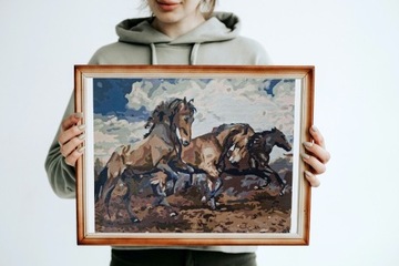 Obraz akrylowy ręcznie malowany Konie w galopie 40x50 cm
