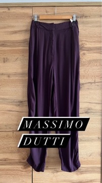 Śliwkowe spodnie z wysokim stanem Massimo Dutti
