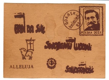 Kartka pocztowa Solidarność Gdańsk 1983 r. Orginał