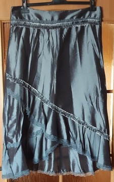 Spódnica stalowa asymetryczna koronka XL 42