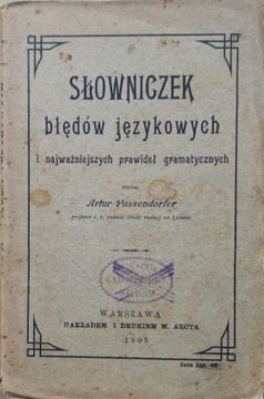 Słowniczek błędów językowych i prawideł - 1905