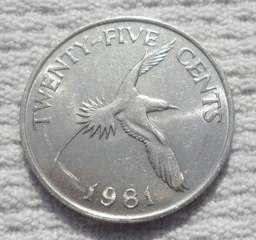 Bermudy Elżbieta II 25 centów 1981 Faeton żółtodzi