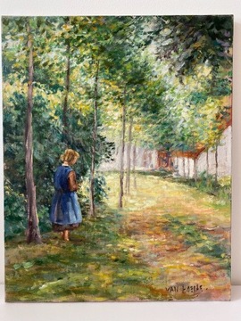 Obraz Dziewczynka w sadzie, olej na plotnie 40x50 