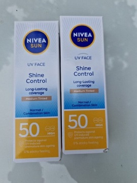 3X NIVEA SUN Shine Control Matujący Krem do twarzy SPF 50, 50 ml