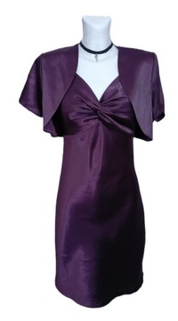 Opis Elegancka fioletowa sukienka z bolerkiem retr