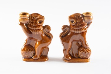 Dwa Lwy świeczniki ceramiczne cena za dwie sztuki