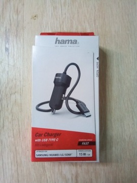 Ładowarka Hama 12V samochodowa/USB C - wtyczka/wtyczka, czarna