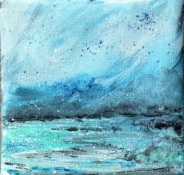 Obraz mini ręcznie malowany abstrakcja pejzaż morz