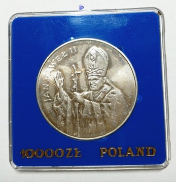 10000 zł Jan Paweł moneta w pudełku  PRL